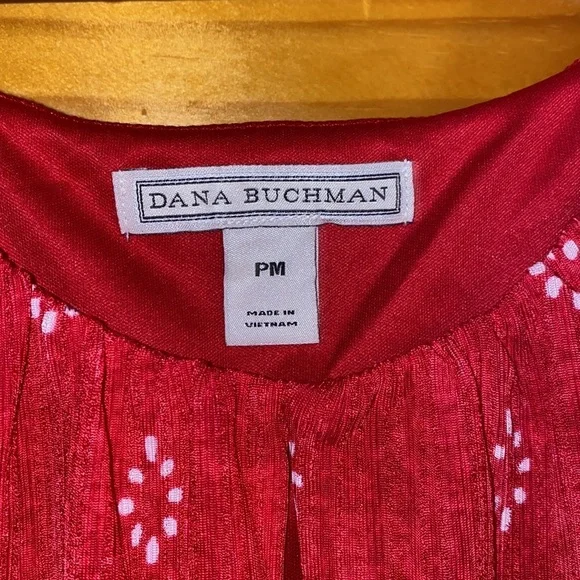 Dana Buchman Sleeveless Sharkbite Dress Red Geo long petite medium flowy women​ - Picture 2 of 16